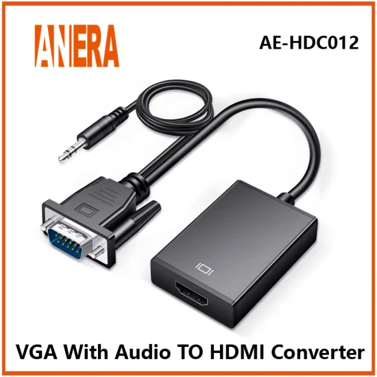 Anera Venta caliente VGA a HDMI convertidor de vídeo cable adaptador con audio